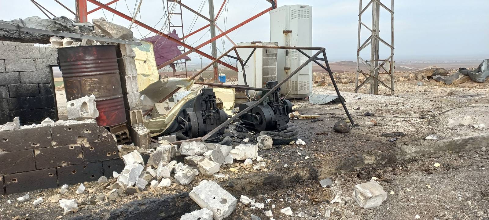 photos of the power station in Cêşan Hill, which was targeted by the Turkish occupation state last night