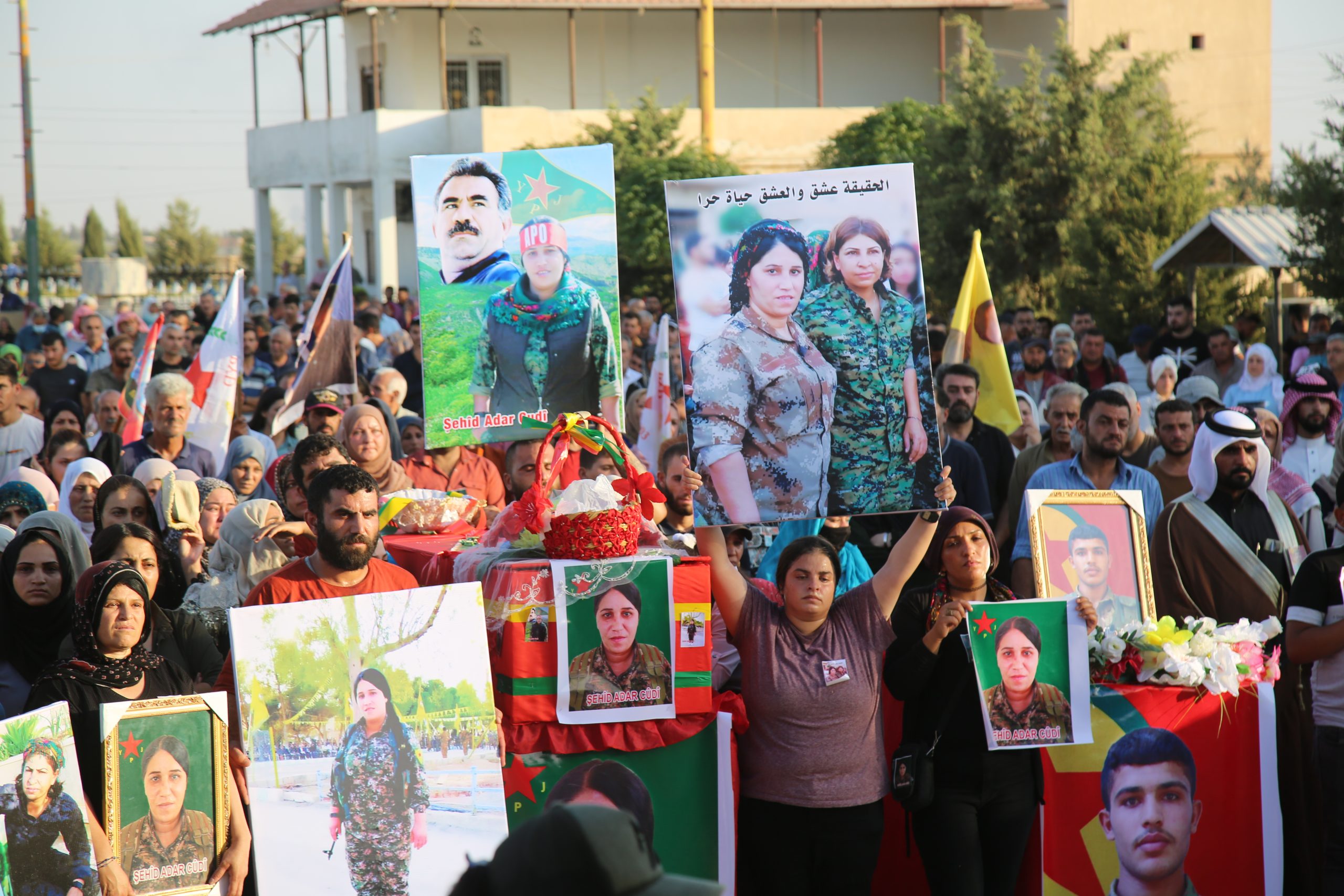 And the people of Al-Hasakah bid farewell to their heroic martyrs in their final resting place.