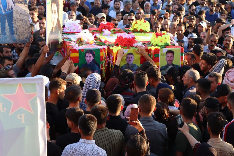 The people of Qamishlo city bid farewell to their martyrs at the shrine of the martyr Dalil Sarukhan