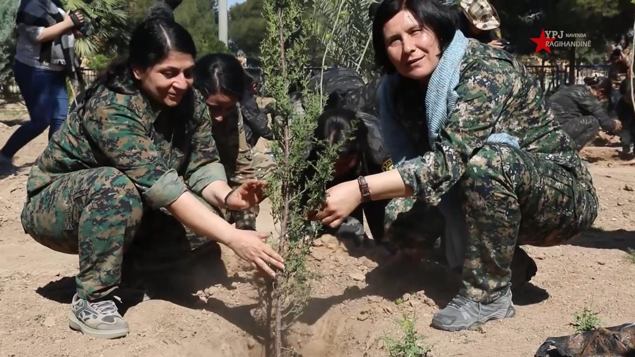 On the occasion of April 4, the Women’s Protection Units leadership and fighters planted trees