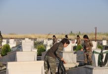 The Women’s Protection Units (YPJ) launched a cleanup campaign at Martyr Xebat Cemetery in the city of Dêrik.